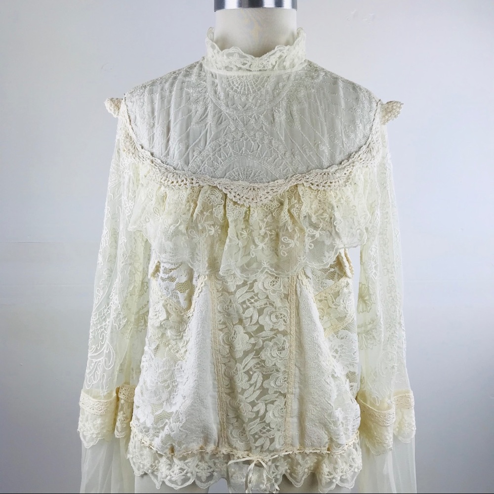 Free People New Romantics Long Sleeve Lace Top